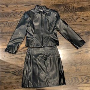 Plum Faux Leather Skirt and Jacket Set Sz8